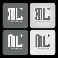 ML polygon, hexagon, flat and simple letter logo set in one artboard. ML minimalist and classic logo. vector