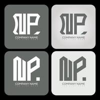 NP polygon, hexagon, flat and simple letter logo set in one artboard. NP minimalist and classic logo. vector