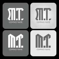 MT polygon, hexagon, flat and simple letter logo set in one artboard. MT minimalist and classic logo. vector