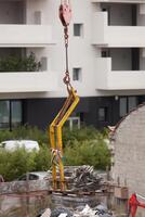 Moving steel with crane. photo