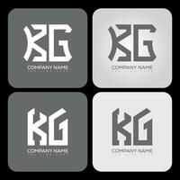 KG polygon, hexagon, flat and simple letter logo set in one artboard. KG minimalist and classic logo. vector