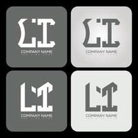 LI polygon, hexagon, flat and simple letter logo set in one artboard. LI minimalist and classic logo. vector