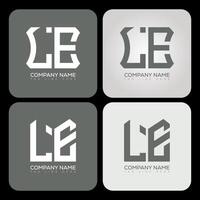 LE polygon, hexagon, flat and simple letter logo set in one artboard. LE minimalist and classic logo. vector
