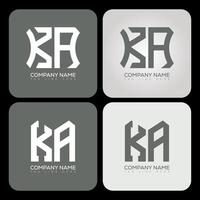 KA polygon, hexagon, flat and simple letter logo set in one artboard. KA minimalist and classic logo. vector
