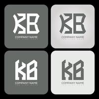 KB polygon, hexagon, flat and simple letter logo set in one artboard. KB minimalist and classic logo. vector