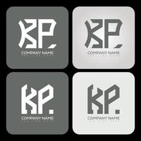 KP polygon, hexagon, flat and simple letter logo set in one artboard. KP minimalist and classic logo. vector
