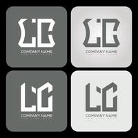 LC polygon, hexagon, flat and simple letter logo set in one artboard. LC minimalist and classic logo. vector