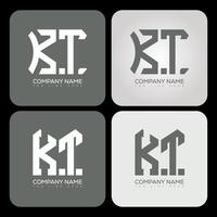 KT polygon, hexagon, flat and simple letter logo set in one artboard. KT minimalist and classic logo. vector