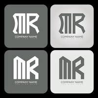 MR polygon, hexagon, flat and simple letter logo set in one artboard. MR minimalist and classic logo. vector