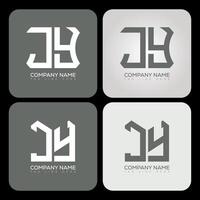 JY polygon, hexagon, flat and simple letter logo set in one artboard. JY minimalist and classic logo. vector