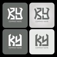 KY polygon, hexagon, flat and simple letter logo set in one artboard. KY minimalist and classic logo. vector