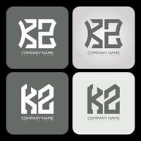 KZ polygon, hexagon, flat and simple letter logo set in one artboard. KZ minimalist and classic logo. vector