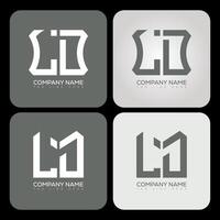 LD polygon, hexagon, flat and simple letter logo set in one artboard. LD minimalist and classic logo. vector