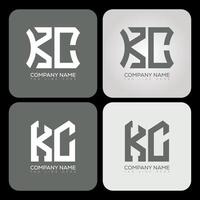 KC polygon, hexagon, flat and simple letter logo set in one artboard. KC minimalist and classic logo. vector