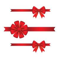 Different red ribbons set isolated on white background vector