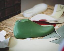 Workplace of shoe designer. photo