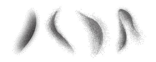 Dotwork stipple texture abstract shapes with black grain texture. stipple brush sand effect gradients using dots in illustration. vector