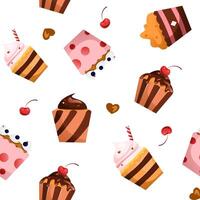 Seamless pattern of cupcake or muffin illustration vector