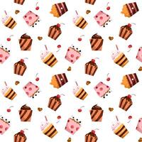 Seamless pattern of cupcakes vector