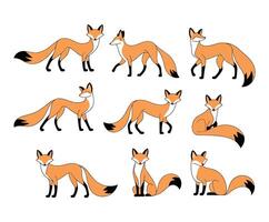 Clean Silhouette Fox Design Template Collection vector