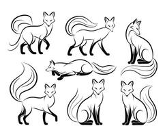 Elegant Fox Silhouettes with Minimal Design vector