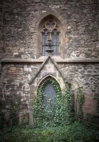 Abandoned church with ivy in prague photo