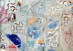 Tile texture background with various mixed decorations photo