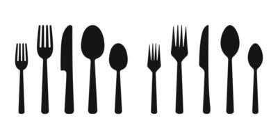 Fork, Spoon, and Knife icon set. Silverware icons. Kitchen tools. Cutlery icon on a white background vector