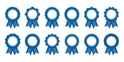Medal set with ribbon. Set premium quality badges with ribbons. Approved stamp or medal. Certificate symbols are isolated on a white background. vector
