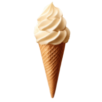 Delicious soft serve ice cream in crispy cone, perfect for summer treats. Enjoy creamy texture and sweet flavor png
