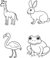 Coloring Books Cute Animals Line Art Illustration vector
