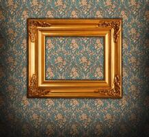 Golden picture frame baroque style. photo
