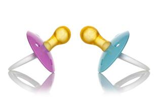 Babies pacifier pink and blue photo