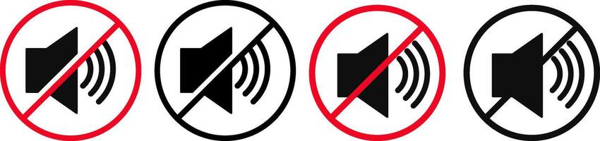 Set of no sound, No speaker icon. speaker mute icon sign. Volume Off symbol. Silent mode icons vector