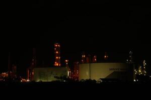 A large oil refinery at night photo