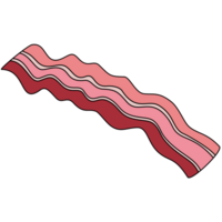 Bacon with transparent background in a flat color cartoon style breakfast concept, illustration png