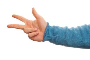 Concept of number three with hand photo