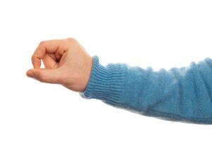 Concept with hand on white background photo