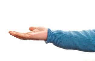 Concept hand on white background photo