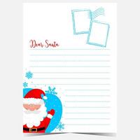 Christmas letter with Dear Santa words, empty lines to fill out by kids with congratulation message or wish list during winter holidays. Ready to print or for web document.. vector