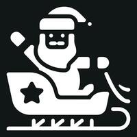 Christmas sleigh with santa claus icon isolated on a black background. vector