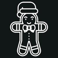 Christmas gingerbread with cap icon isolated on a black background. vector