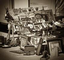 Flea market with seppia effect photo