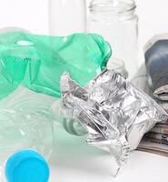 Recycling garbage and reusable waste photo