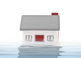 House model plastic submerged under water photo