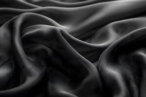 Luxurious Black Silk Fabric with Intricate Patterns for Textiles and Design photo