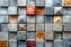 Abstract Geometric Pattern with Varied Textured Cubes - Modern Art Design for Decor and Print photo