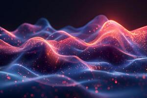 Futuristic Abstract Waveforms with Digital Particles for Tech Posters or Digital Art photo