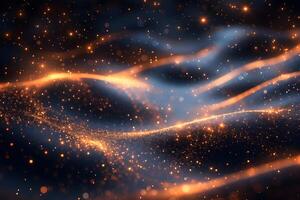Ethereal Abstract Waves with Glowing Particles for Futuristic Design photo