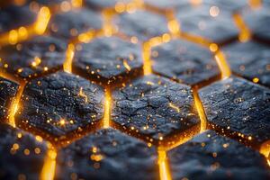 Futuristic Hexagonal Grid with Glowing Network Connections for Technology Themes photo